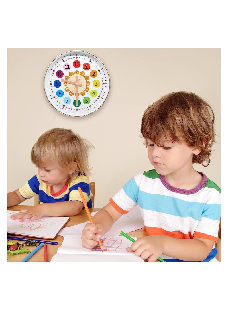 Learning Clock for Kids, Telling Time Teaching Clock, Kids Room Wall Decor, Silent Non Ticking Analog Battery Operated Learning Clock for Kids Room, Bedrooms, Playroom, School - Image 2
