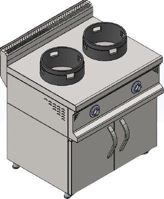 CSA Inox Karacasan Industrial 900 Series Cupboard Double LPG Cylinder Wok Cooker 