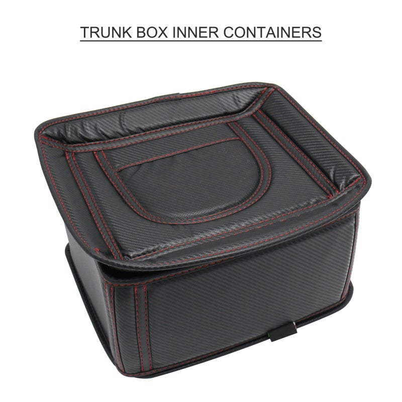 Trunk Saddlebag Black Fiber Textured Leather Construction - Adjustable Internal Dividers Tail Box Inner Container for Motorcycle Storage Organization - Image 5