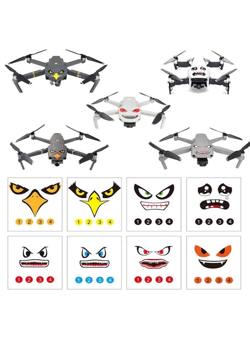 مجموعة ملصقات تعبيرية مكونة من 8 أنماط 1 تعبيرات الوجه بدون طيار متوافقة مع DJI Mavic 3 / Mini Pro 2 Air 2s تجنب تصادم الطيور - Image 1