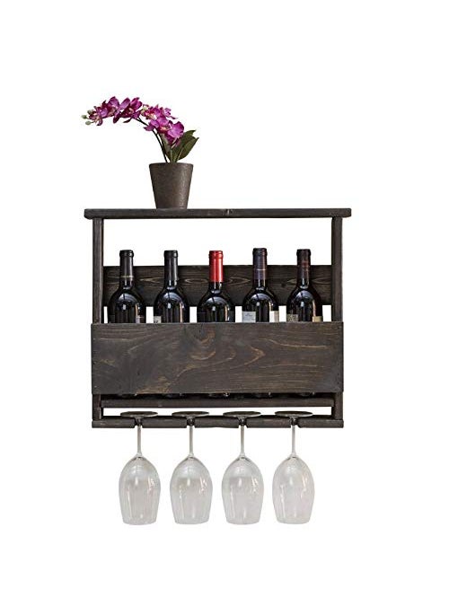 OGESTA Ogesta Premium sheesham Wood Pallet Wine Rack Wall Mounted Wine Rack Wooden Wine Rack 5 Bottle4glass HoldNatural Polish Light Brown  - Image 1