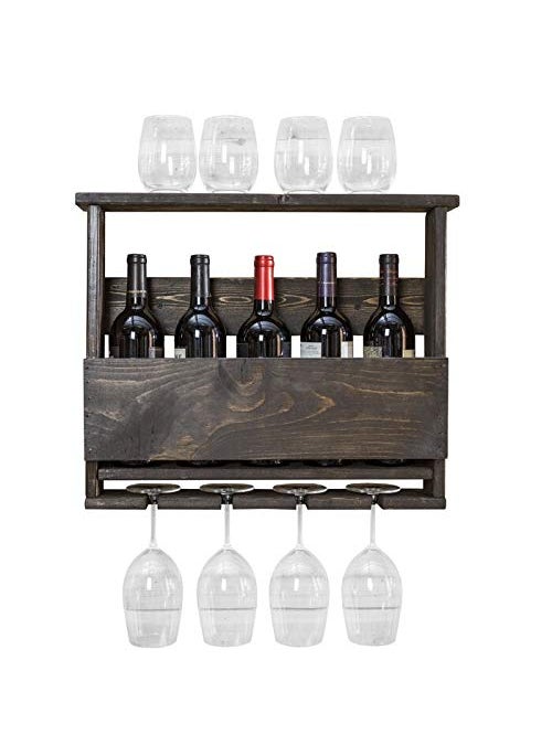 OGESTA Ogesta Premium sheesham Wood Pallet Wine Rack Wall Mounted Wine Rack Wooden Wine Rack 5 Bottle4glass HoldNatural Polish Light Brown  - Image 4
