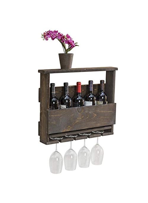 OGESTA Ogesta Premium sheesham Wood Pallet Wine Rack Wall Mounted Wine Rack Wooden Wine Rack 5 Bottle4glass HoldNatural Polish Light Brown  - Image 5