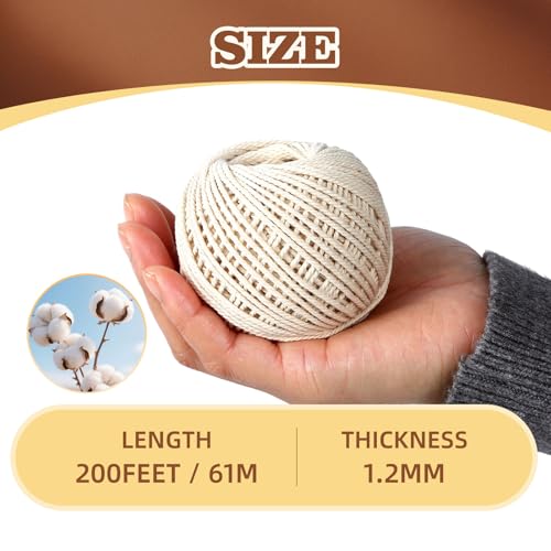 Radix Rope Natural White Cotton Twine String - 1.2mm x 200 Ft for Cooking, Baking & Butchering | Butchers Twine - Image 3