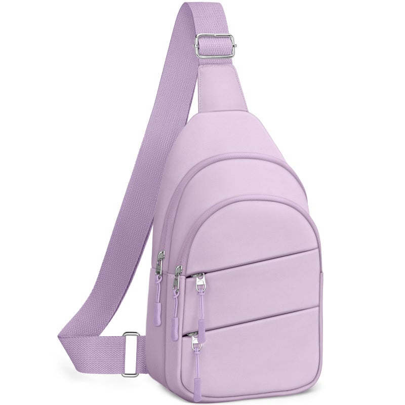 Tuwubi Crossbody Bags for Women, Sling Bag for Men, Small Hiking Backpack Anti Theft Lightweight for Outdoors Travel (M, Violet) - Image 1