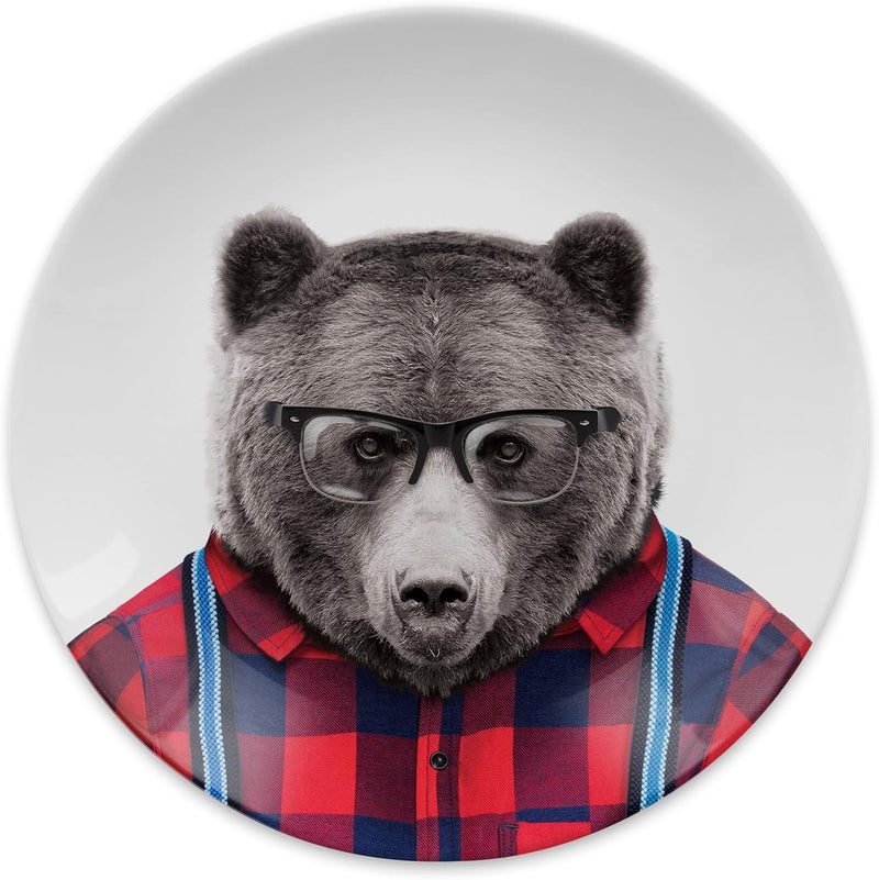 Mustard Wild Dining Dinner Plate I Funny Dinner Plate I 100 Ceramic I 9inch Plate I Funny Plate with Goofy Pet Print I Novelty Tableware  Gift Idea for Students  Dishwasher Microwave and Food Safe Bear  - Image 1
