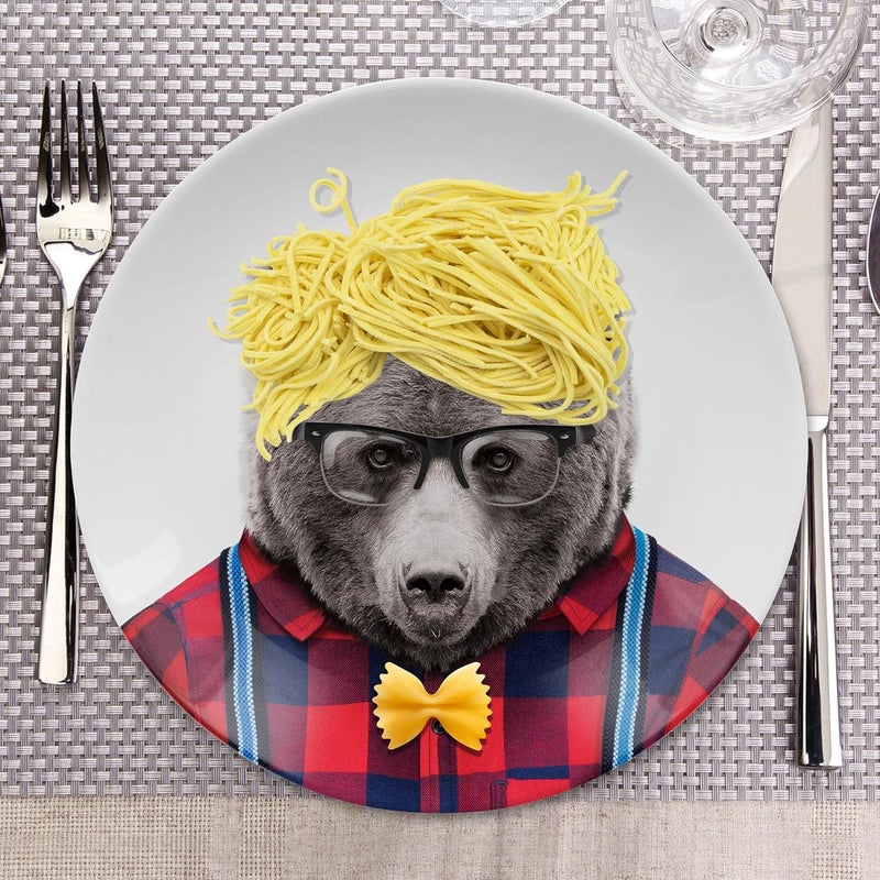 Mustard Wild Dining Dinner Plate I Funny Dinner Plate I 100 Ceramic I 9inch Plate I Funny Plate with Goofy Pet Print I Novelty Tableware  Gift Idea for Students  Dishwasher Microwave and Food Safe Bear  - Image 2