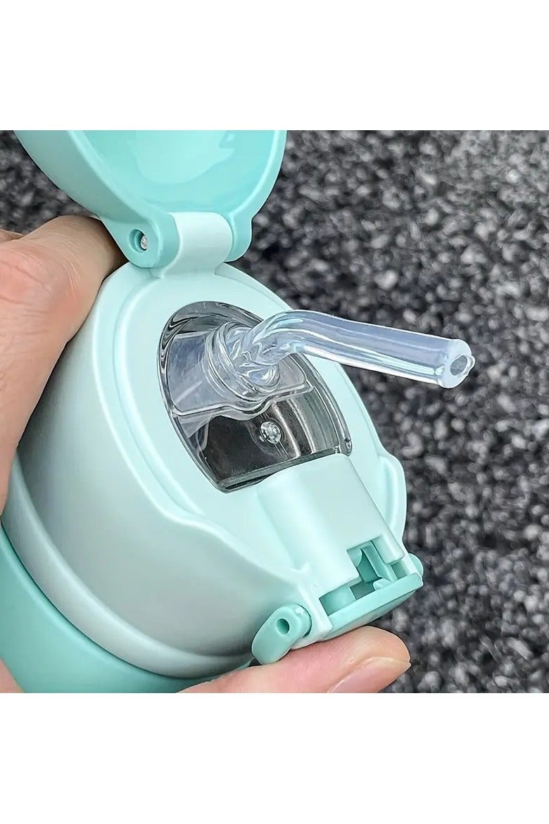 Mobcos Cute Cartoon Kids Water Bottle with Straw, Stainless Steel Drinking Bottle with Straps Reusable Metal Water Bottle Leak Proof Vacuum Insulated Water Bottles for Girls and Boys Keep Hot and Cold (Green) - Image 3