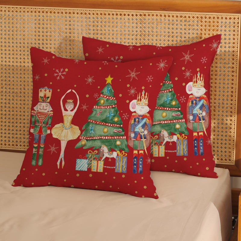 GOLIANDA غولياندا وسادة عيد الميلاد يغطي 18x18 مجموعة من 2 ديكور عيد الميلاد Nutcracker Pillowcase Decord Tree Decor - Image 2