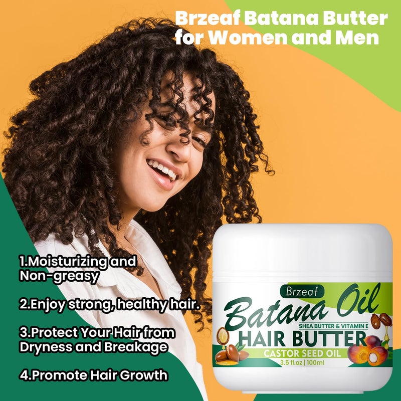 Brzeaf Natural Raw Batana Oil for Women & Men Hair Growth, 3.5 Fluid Ounces - Hair Treatment Oils for All Hair Types, Moisturizing and Nourishing Hair Oil - Image 2
