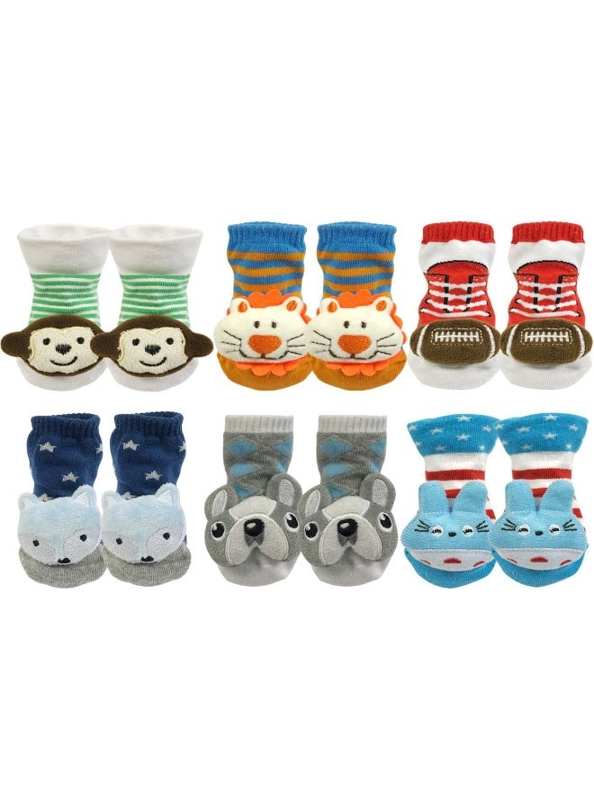 Wrapables Wrapables Cute 3D Cartoon Anti-Skid Baby Booties Sock Slipper Shoes (Set of 6)  - Image 1