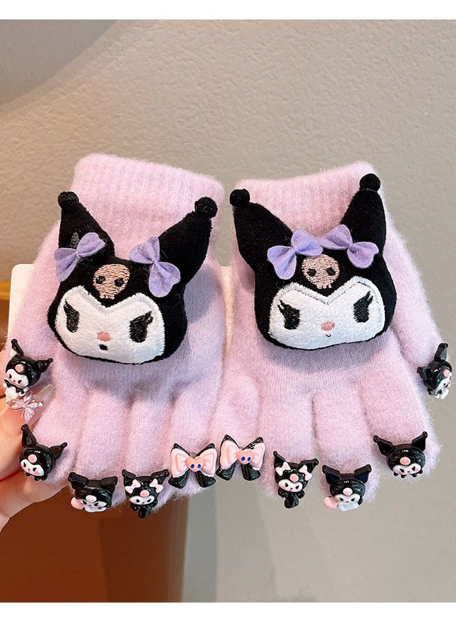 قفازات شتوية دافئة للأطفال من سانريو كورومي للأعمار من 6 إلى 10 سنوات للبنات والأولاد - Image 1