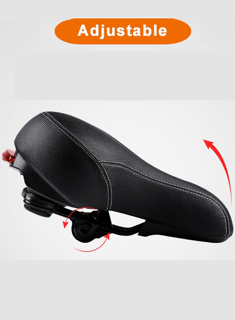 Relex Bike Seat, Comfortable Wide Bicycle Saddle Memory Foam, Bike Saddle with Dual Shock Absorbing Rubber Balls, Bicycle Seat Fit for Indoor or Outdoor Bikes with Reflective Light - Image 2