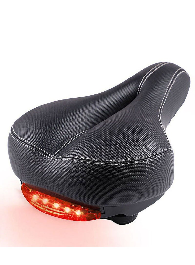 Relex Bike Seat, Comfortable Wide Bicycle Saddle Memory Foam, Bike Saddle with Dual Shock Absorbing Rubber Balls, Bicycle Seat Fit for Indoor or Outdoor Bikes with Reflective Light - Image 1