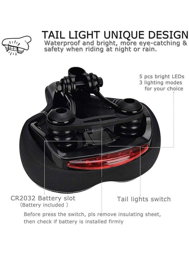 Relex Bike Seat, Comfortable Wide Bicycle Saddle Memory Foam, Bike Saddle with Dual Shock Absorbing Rubber Balls, Bicycle Seat Fit for Indoor or Outdoor Bikes with Reflective Light - Image 4