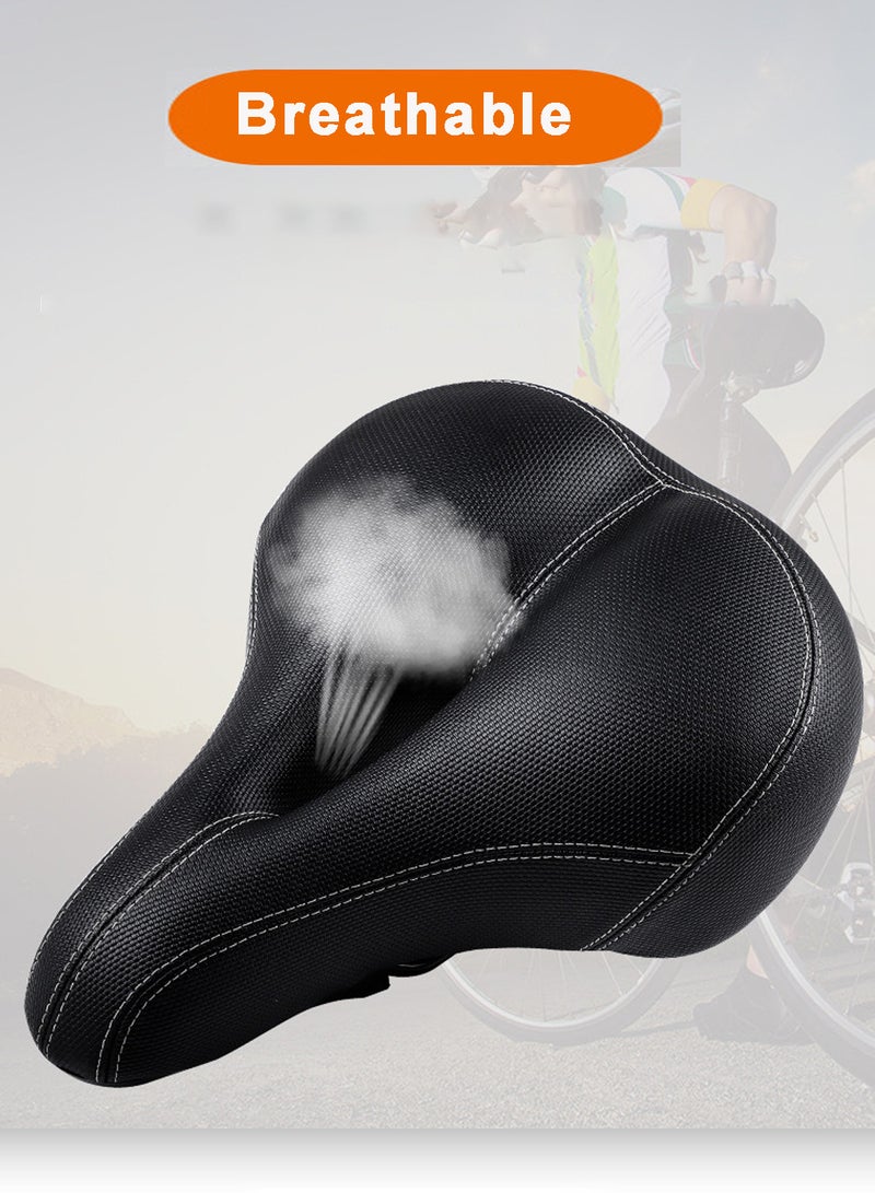 Relex Bike Seat, Comfortable Wide Bicycle Saddle Memory Foam, Bike Saddle with Dual Shock Absorbing Rubber Balls, Bicycle Seat Fit for Indoor or Outdoor Bikes with Reflective Light - Image 3