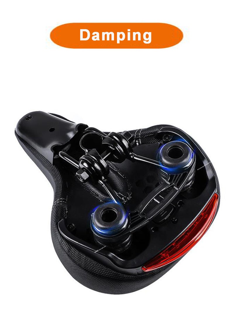 Relex Bike Seat, Comfortable Wide Bicycle Saddle Memory Foam, Bike Saddle with Dual Shock Absorbing Rubber Balls, Bicycle Seat Fit for Indoor or Outdoor Bikes with Reflective Light - Image 5