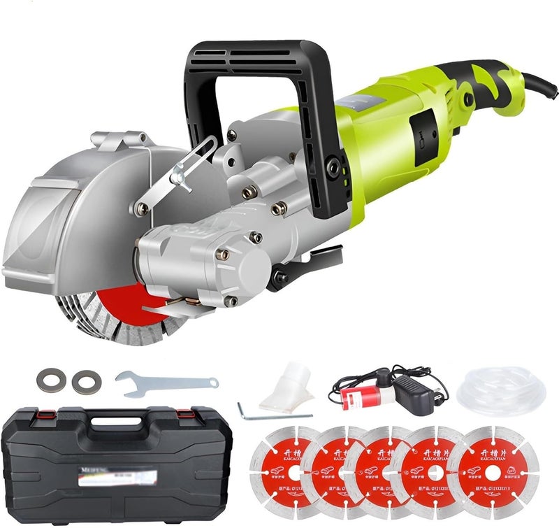 Wall Chaser, 7500r/min Groove Cutting Machine With 5 Blades, 0-37mm Adjustable Depth, 33mm Max Width For Brick Marble Floor(Green) - Image 1