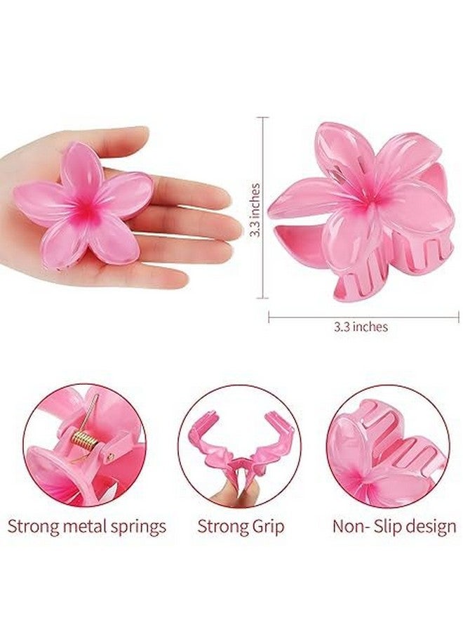DICHOT 4pcs Tropical Flower Hair Clips, 3.3 Inch Plumeria Design, Strong Metal Spring Clutcher Claw, Multi-Colour - Image 2