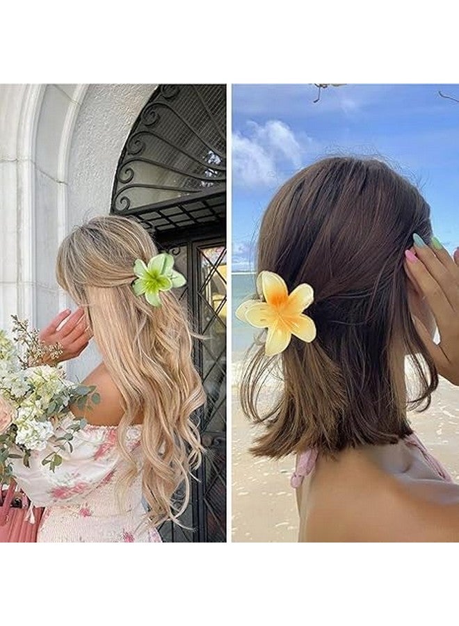DICHOT 4pcs Tropical Flower Hair Clips, 3.3 Inch Plumeria Design, Strong Metal Spring Clutcher Claw, Multi-Colour - Image 5