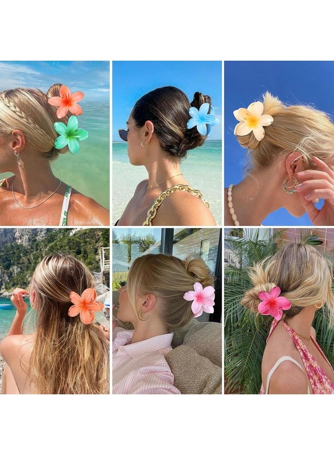 DICHOT 4pcs Tropical Flower Hair Clips, 3.3 Inch Plumeria Design, Strong Metal Spring Clutcher Claw, Multi-Colour - Image 3