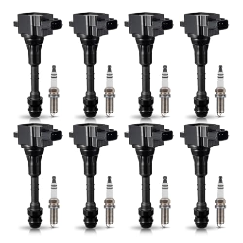 ENA Set of 8 Ignition Coil Pack with 8 Platinum Spark Plug 5.6L V8Compatible with Infiniti Nissan 2004 2005 2006 QX56 Titan Pathfinder 05-06 Armada Replacement for UF510 C1483 22448-7S015 5C1482 - Image 1