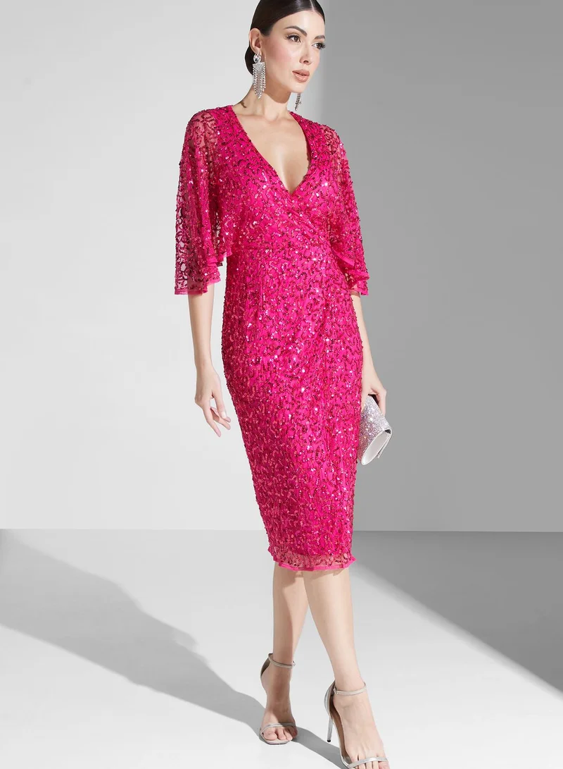 Maya Embellished Wrap Dress