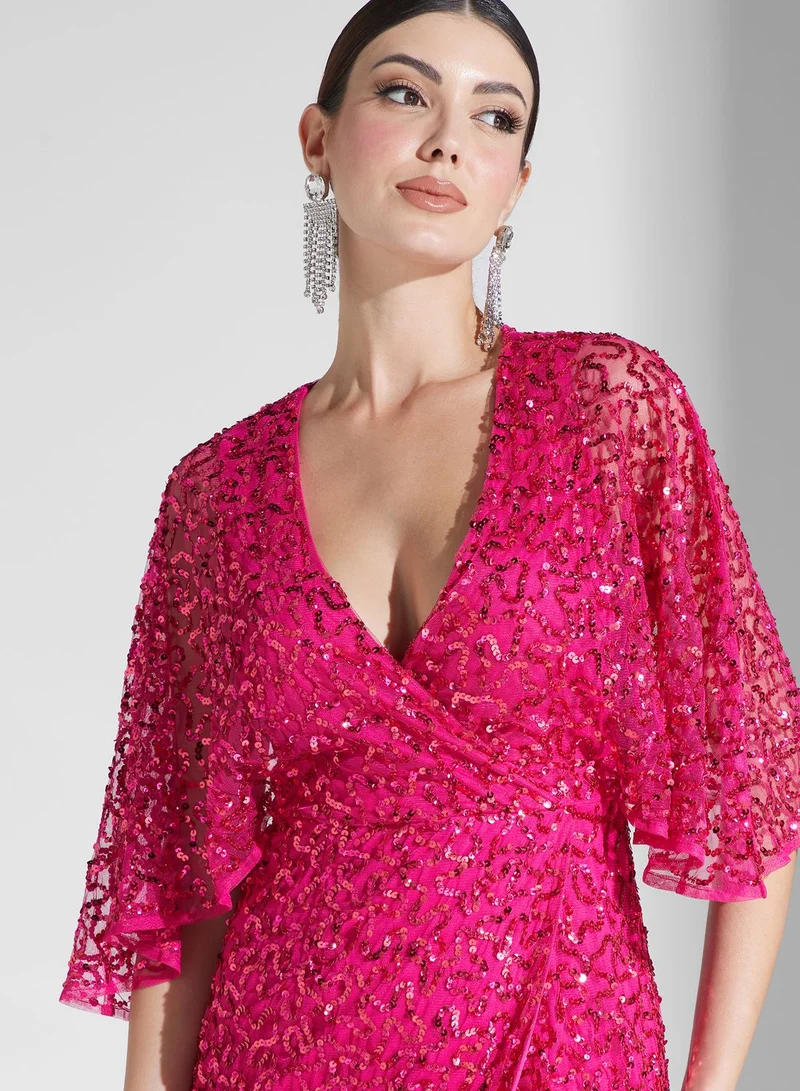 Maya Embellished Wrap Dress