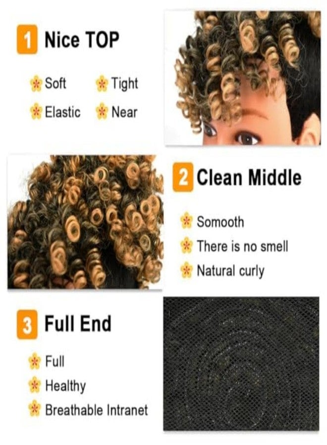 MODSIGHT Afro Puff Drawstring Ponytail with Bangs, Black to Brown Kinky Curly Ponytail Bun with Bangs Updo Hairpieces, Short Afro Puffs with Bang for Black Women (Black to Brown 1BT27) - Image 4