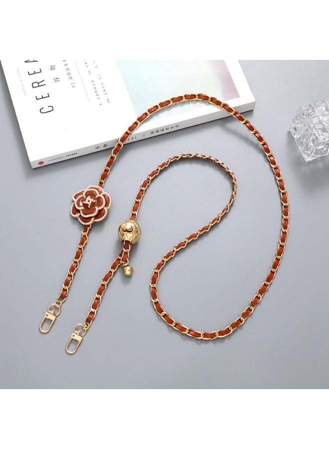 NIBEMINENT Beaded Phone Lanyard, Anti Lost Removable Wrist Strap, Adjustable Camellia Crossbody Chain Bracelet Pendant, Phone Keychain Lanyard，K3032/Light Brown