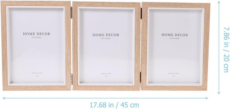 VOSAREA Wooden Foldable 7-inch Photo Frame Set, Three- -inch Wood Grain Tabletop Display Frame for Home Décor and Bedroom Photo Holder - Image 2