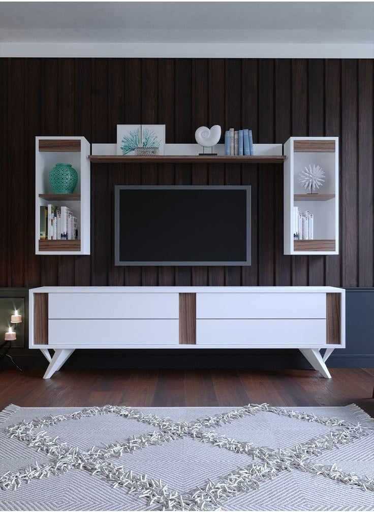 Generic - TV unit with two hanging units and a shelf 55x30x180 cm - Image 1