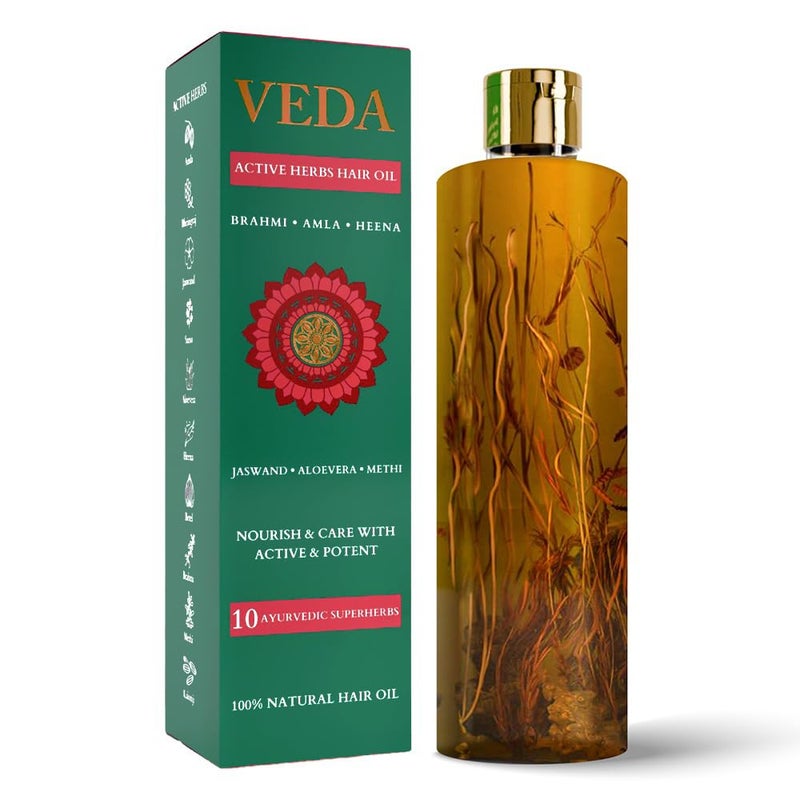 VEDA Active Herbs Hair Oil | Hair Growth Oil | Infused with Herbs | 200ml - Image 1