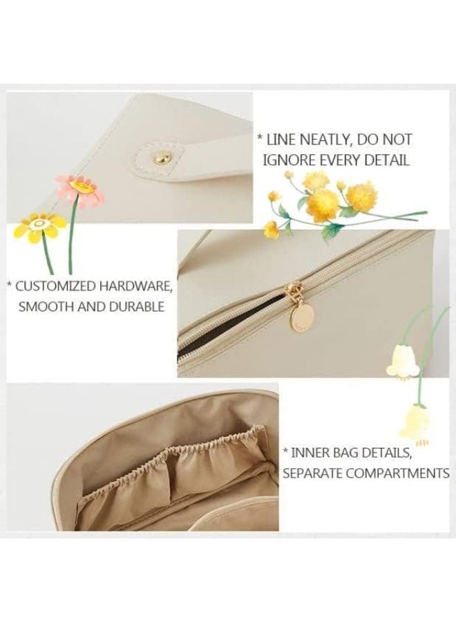 ECVV Large-Capacity Travel Cosmetic Bag, Large Travel Makeup Bag, Waterproof Portable Leather Makeup Bags, Double-Layered Cosmetic Bag, Multifunctional Storage Makeup Bags for Women (white) - Image 4