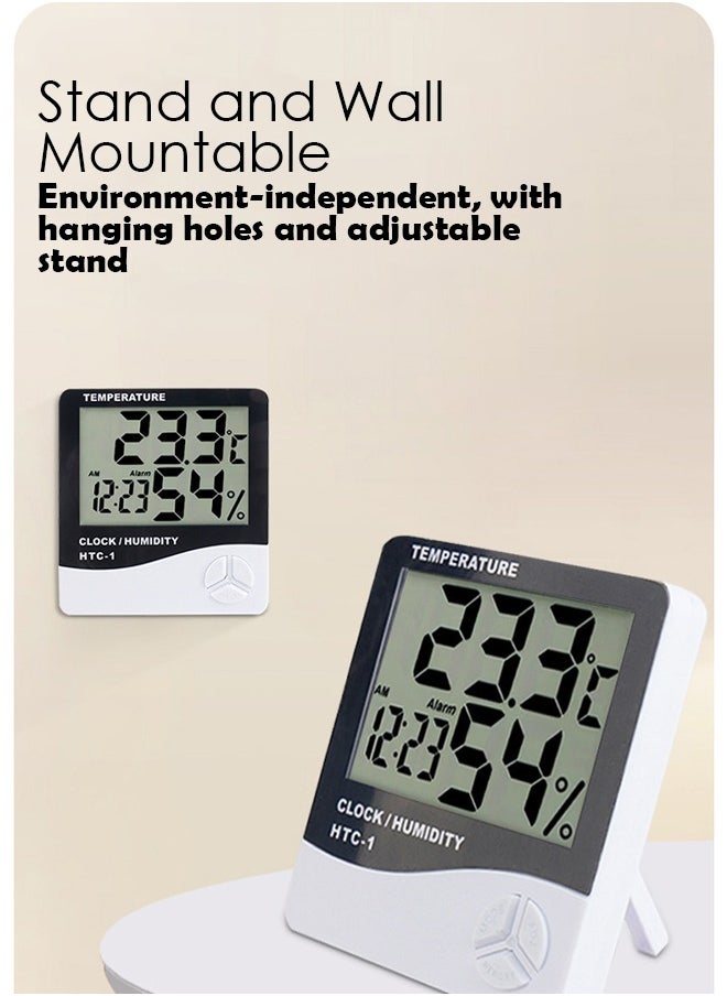 Generic - Digital LCD Temperature Humidity Hygrometer, HTC-1 Big Display, More Accurate, Greenhouse Room Indoor Thermometer Monitor,Clock Beep, Fish Tank Temperature Controlling - Image 1
