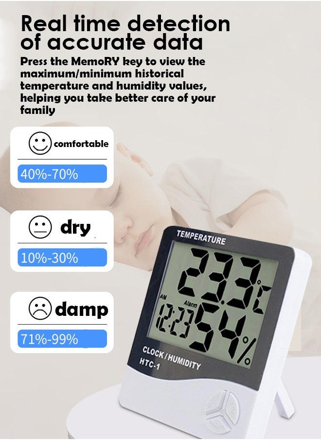 Generic - Digital LCD Temperature Humidity Hygrometer, HTC-1 Big Display, More Accurate, Greenhouse Room Indoor Thermometer Monitor,Clock Beep, Fish Tank Temperature Controlling - Image 1