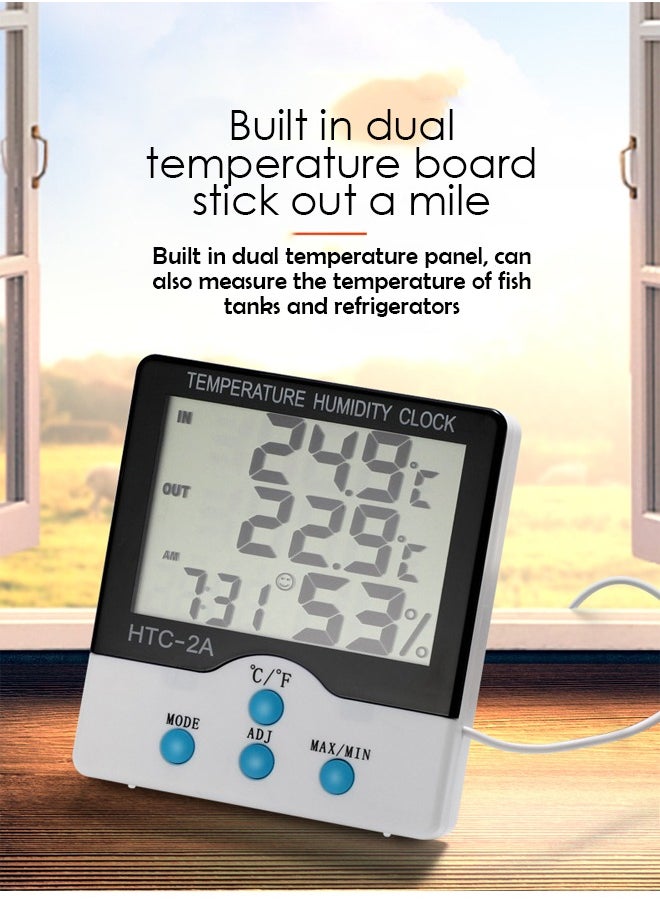 Generic - Digital LCD Temperature Humidity Hygrometer, HTC-1 Big Display, More Accurate, Greenhouse Room Indoor Thermometer Monitor,Clock Beep, Fish Tank Temperature Controlling - Image 1