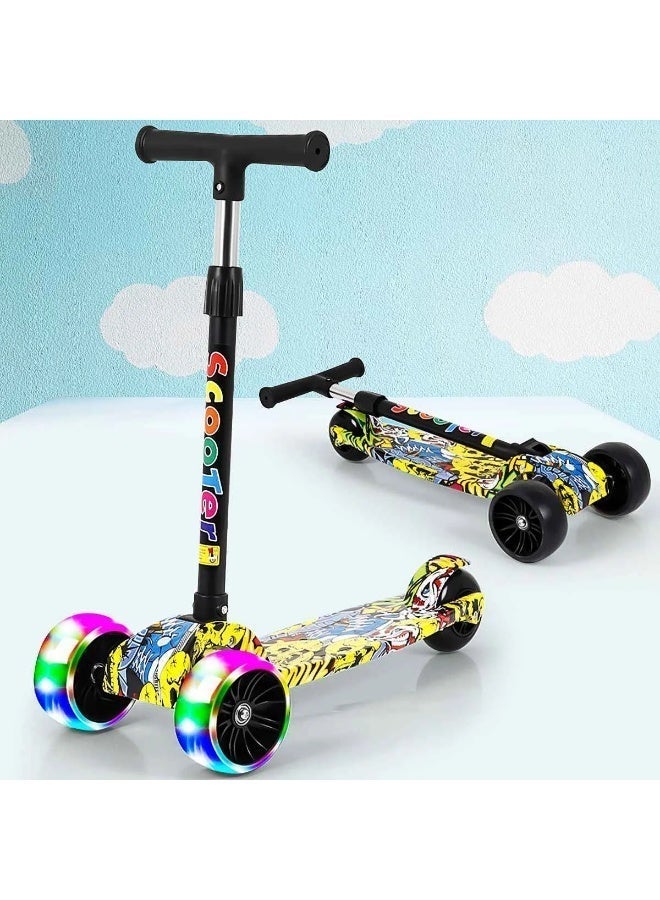 Kids Scooter, Kids Toddler Scooter, Foldable, 4 Height Adjustable, Luminous Wheels, Dynamic Music, Suitable for Balance Exercise for Children 2-12 Years Old - Image 3