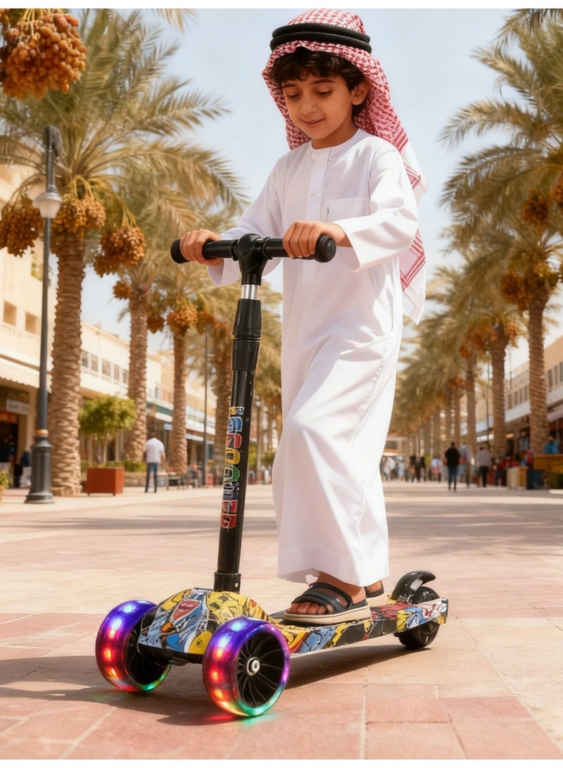 Kids Scooter, Kids Toddler Scooter, Foldable, 4 Height Adjustable, Luminous Wheels, Dynamic Music, Suitable for Balance Exercise for Children 2-12 Years Old - Image 1