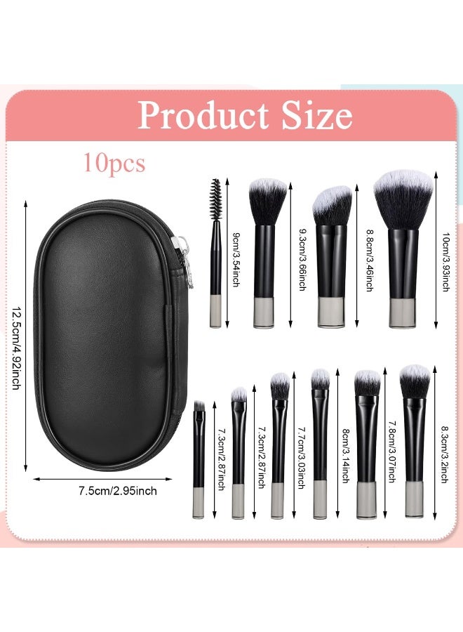 JUMEI 10Pcs Makeup Brushes, Makeup Brush Set Professional Travel, Mini Full Complete Function Cosmetic Brushes Kit Face Eye Makeup Brushes with Brush Pouch for Cream, Liquid & Powder (Black) - Image 4