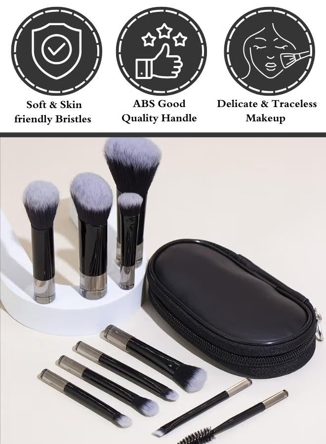 JUMEI 10Pcs Makeup Brushes, Makeup Brush Set Professional Travel, Mini Full Complete Function Cosmetic Brushes Kit Face Eye Makeup Brushes with Brush Pouch for Cream, Liquid & Powder (Black) - Image 2