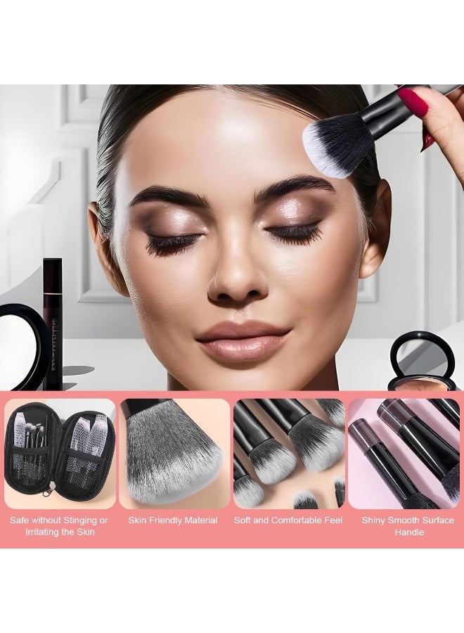 JUMEI 10Pcs Makeup Brushes, Makeup Brush Set Professional Travel, Mini Full Complete Function Cosmetic Brushes Kit Face Eye Makeup Brushes with Brush Pouch for Cream, Liquid & Powder (Black) - Image 5