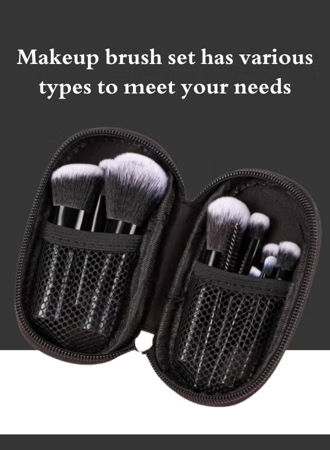 JUMEI 10Pcs Makeup Brushes, Makeup Brush Set Professional Travel, Mini Full Complete Function Cosmetic Brushes Kit Face Eye Makeup Brushes with Brush Pouch for Cream, Liquid & Powder (Black) - Image 3