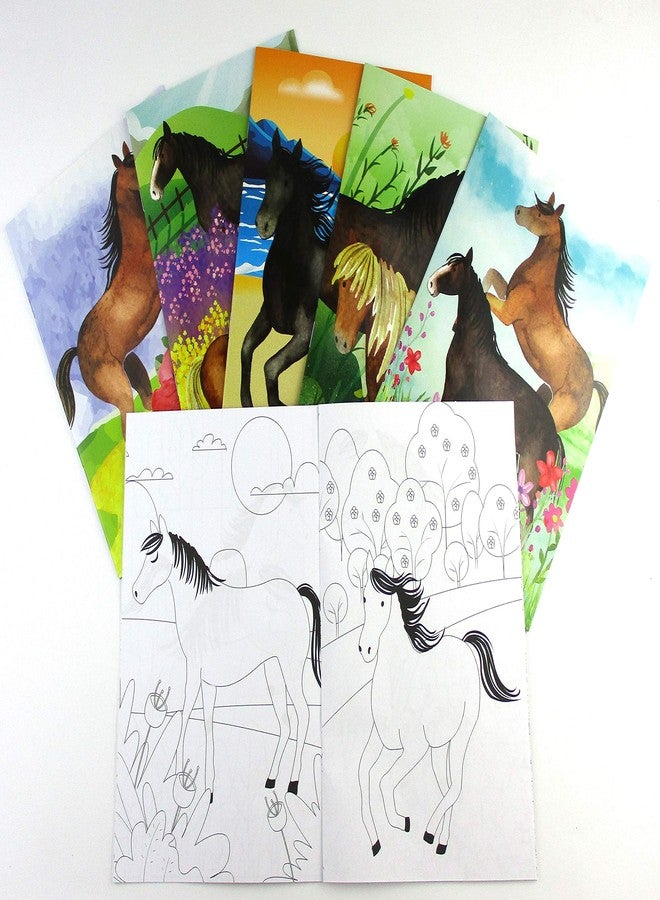 TINYMILLS Horse and Pony Coloring Book Set with 12 Coloring Books and 48 Crayons Horse Western Birthday Party Supplies Favor Bag Filler Carnival Prizes Rewards Stocking Stuffers - Image 2