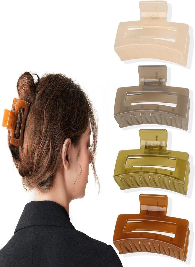 Bakefy- 4 piece Hair Claw Clips for Women - Claw Hair Clips for Thick Hair Claw Clip for Women Hair Accessories Hold Girls French Design Barrettes for Long Curly Hair Clamp - Image 1
