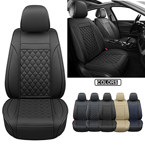 Vankerful Car Seat Covers Front Pair,Universal Fit for Most Cars,SUV,Sedans and Pick-up Trucks,Automotive Faux Leather Vehicle Cushion Covers(Front Pair,Black) - Image 2