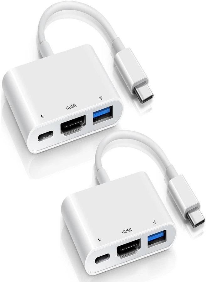 AKWOR محول متعدد المنافذ USB C إلى HDMI عبوة 2، محول USB C إلى USB 3.0 OTG 3 في 1 مع HDMI بدقة 4K، شحن PD100W متوافق مع iPhone 15/16، iPad Air/Pro، MacBook، XPS، Galaxy S23 - Image 1