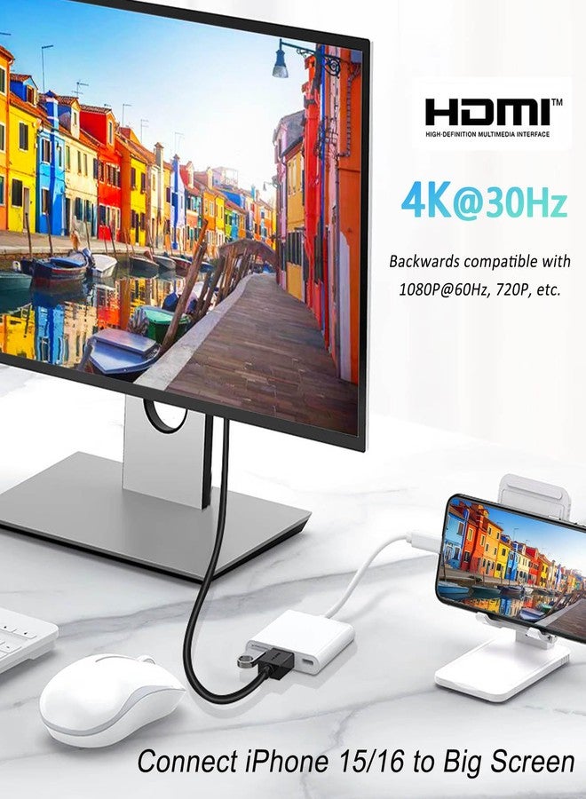 AKWOR محول متعدد المنافذ USB C إلى HDMI عبوة 2، محول USB C إلى USB 3.0 OTG 3 في 1 مع HDMI بدقة 4K، شحن PD100W متوافق مع iPhone 15/16، iPad Air/Pro، MacBook، XPS، Galaxy S23 - Image 3
