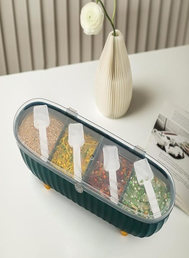 MVM Enterprise Four-Grid Seasoning Box Household Integrated Seasoning Jar Set Plastic Compartment with Spoon Seasoning Jar 4-Grid Seasoning Containers - Image 1