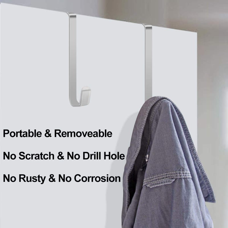 GameXcel 5 Pcs Over The Door Hook Door Hanger Hooks Sturdy Metal Door Hooks For Hanging Clothes Door Hangers For Bathroom Towel Hanging Bedroom Coat Purses Hold Up To 15 Lbs - Image 2
